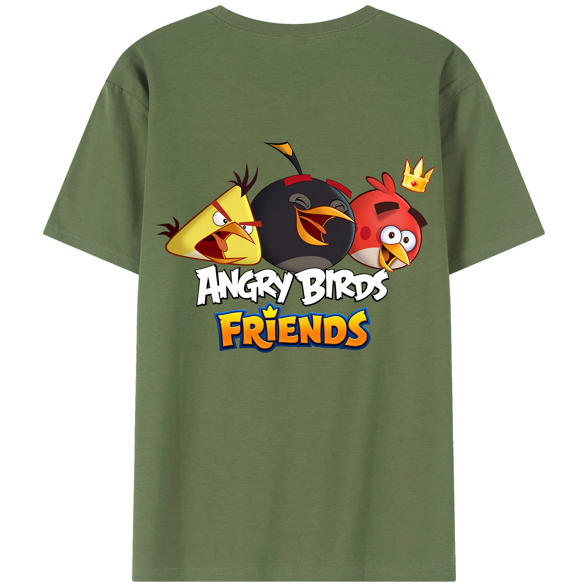 （画像用） Angry Birds アングリーバード 綿100％ メンズ半袖Tシャツ（バックプリント） 通気性
